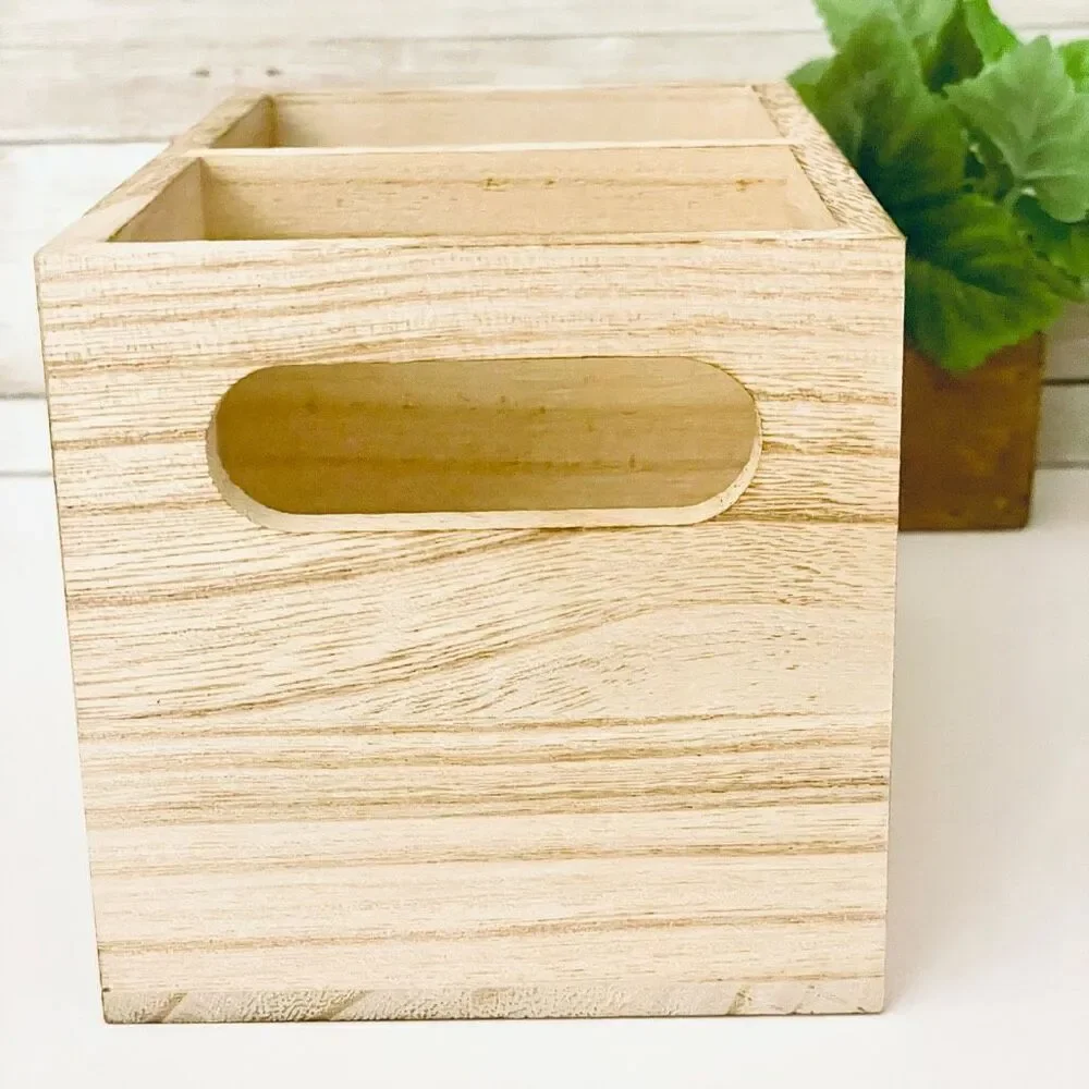 NWT Farmhouse Black Wood Remotes Graphic 2 Slots Minimalist Holder Organizer